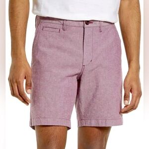 Nordstrom Cotton Stretch Chambray Shorts in burgundy